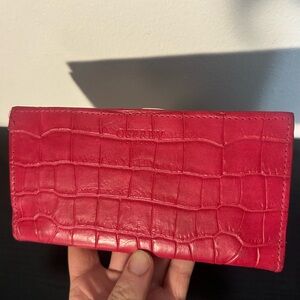OSPREY Pink Croc-Embossed Leather Continental Wallet